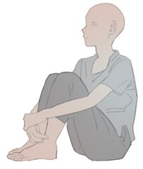 足を抱えて座る人のイラスト