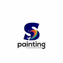 S letter logo and paint drop design combination, Colorful logo template art