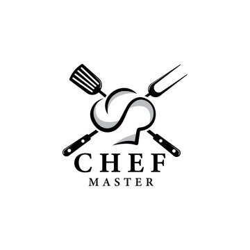 master chef logo with chef hat on white background
