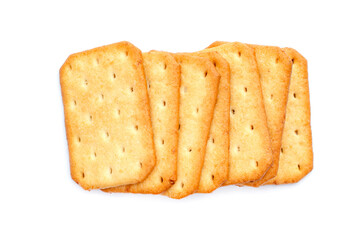 Group of delicious homemade cracker or biscuit on white background