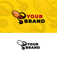 Chicken Meat fly like a rocket. Fast Food Restaurant. Food Logo. Culinary Business. Fried Chicken.