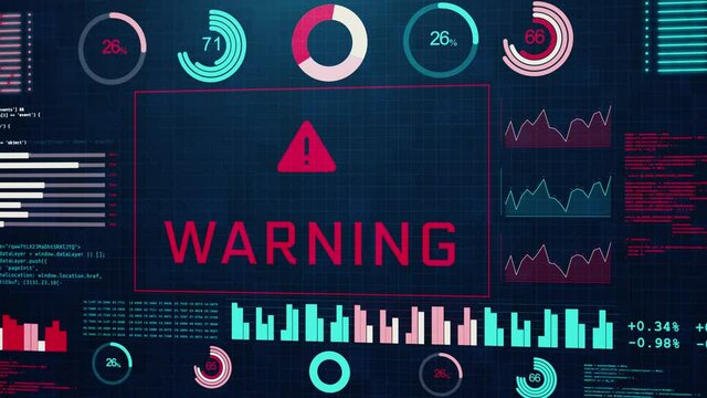 Virus Warning Alert word on black screen loop 4K Animation. infographics Data code showing warning messages. Computer screen. virus detected popup code running up on a computer screen.