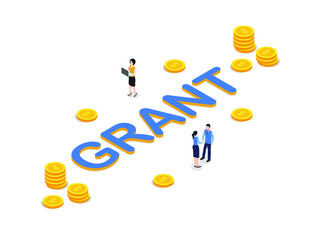 Grant text isolated isometric 3d vector concept for banner, website, illustration, landing page, flyer, etc.