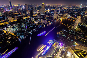 Bangkok cityscape. Bangkok night view in the business district. at twilight, Thailand