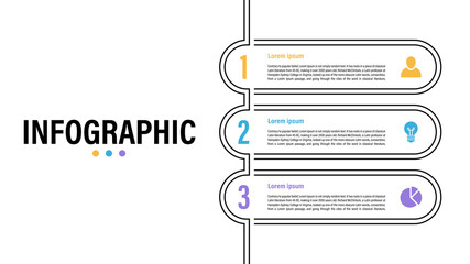 Infographic design business concept vector illustration with 3 steps or options or processes represent work flow or diagram or web button banner