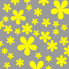 Fototapeta na wymiar wallpaper with yellow flowers on a light gray background