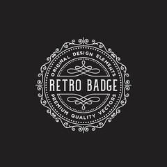 retro badge logo, vector template, design element.