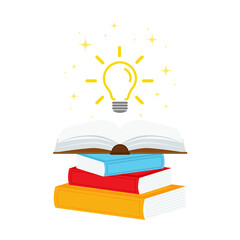 open book with light bulb concept, can use for, landing page, template, ui, mobile app, poster, banner, flyer.vector illustration .
