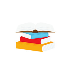 stack of books on a white background Literature, realistic drawings, organizers, planners, notebooks, textbooks,open book,back to school.vector illustration