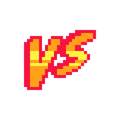 Versus screen, design for logo, web, mobile app. Game tournament achievement emblem. Pixel art icons set. 8-bit. Game assets. Isolated abstract vector illustration.