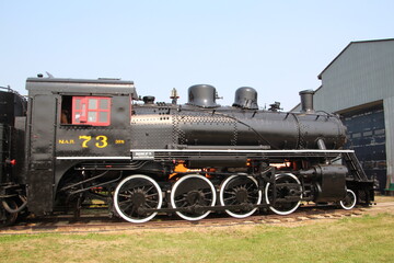 Fototapeta na wymiar Side Of The Locomotive, Alberta Railway Museum, Edmonton, Alberta
