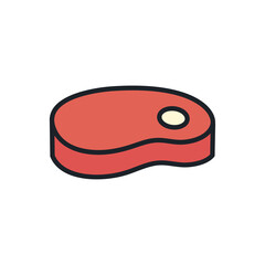 Meat icon. Vector isolated linear color icon contour shape outline. Thin line. Modern glyph design. Meat products. Food ingredients