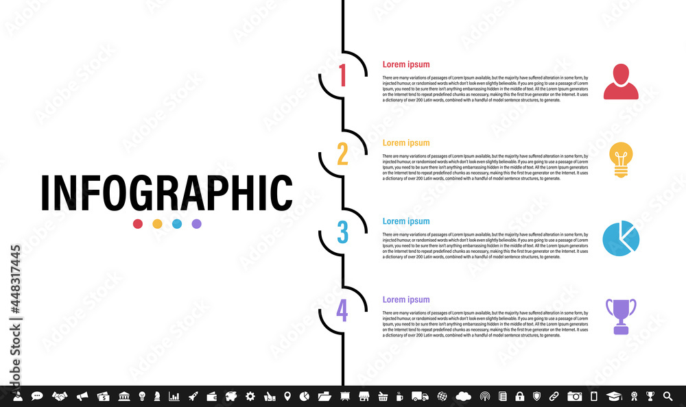Wall mural infographic design business concept vector illustration with 4 steps or options or processes represe