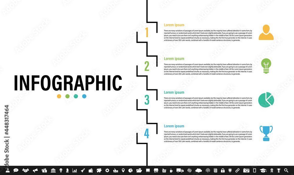 Wall mural infographic design business concept vector illustration with 4 steps or options or processes represe