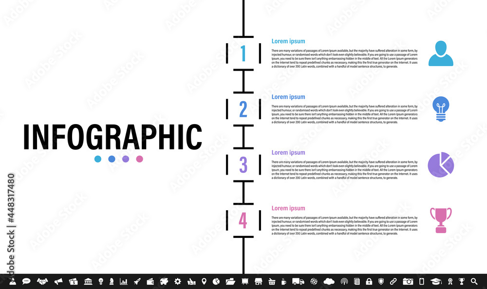 Wall mural infographic design business concept vector illustration with 4 steps or options or processes represe