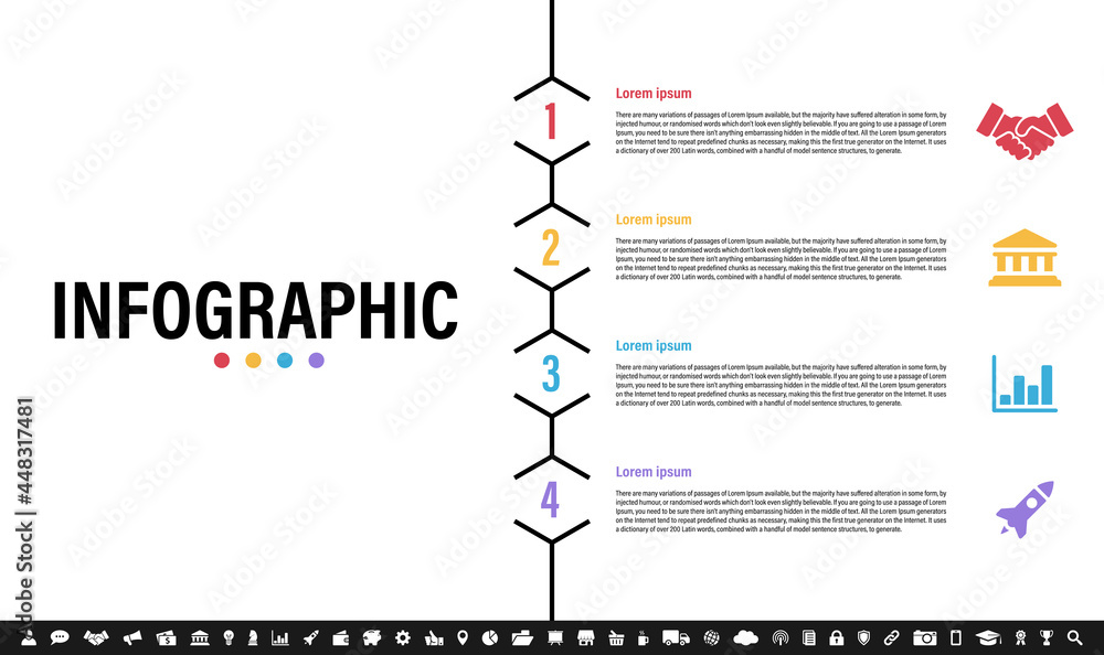 Wall mural infographic design business concept vector illustration with 4 steps or options or processes represe