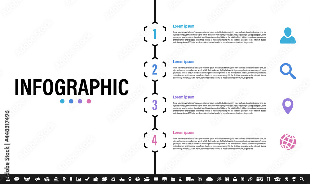 Wall mural infographic design business concept vector illustration with 4 steps or options or processes represe