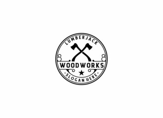 lumberjack logo template, vector in white background