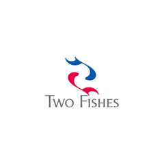 colorful two fishes swim symbol logo vector