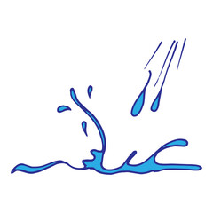 raindrop illustration on white background. water icon. hand drawn vector. splashing water, blue color. simple style. doodle art for wallpaper, poster, banner, logo, wall decoration, sticker, advert.