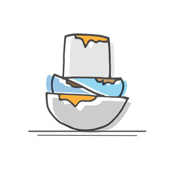 stack of dirty cookware illlustration on white background. hand drawn vector. kitchenware icon. unwashed cookware. doodle art for logo, label, clipart, poster, banner, advertising. household. 