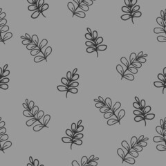 Seamless pattern with leaf illustration isolated on gray background. vintage, retro style. hand drawn vector. doodle art for wallpaper, wall decoration, backdrop, fabric, textile, wrapping paper. 