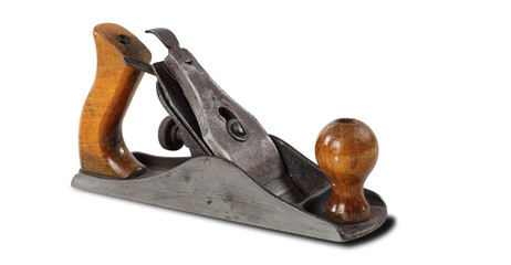Tools Building and repair - Rusty hand plane with shadow Isolated