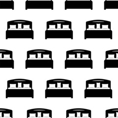 Bed Icon Seamless Pattern, Sleeping Bed Icon