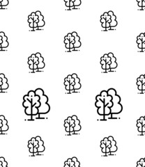 Forest Icon Seamless Pattern, Tree Icon, Nature Icon