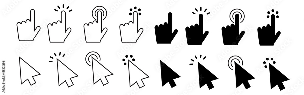 Aufkleber computer mouse click cursor. pointer cursor. cursors icons click set. clicking cursor, pointing hand