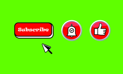 Illustration Vector Graphic Subscribe Button, Like and Notification Bell Icon. Suitable for vlog asset.