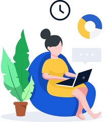 Working from home vector illustration.