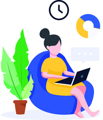 Working from home vector illustration.