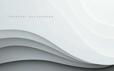 Abstract white wavy overlap layers background