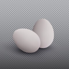 Realistic white chicken Eggs isolated on transparent background