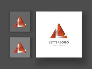 L letter with triangle good combination logo template