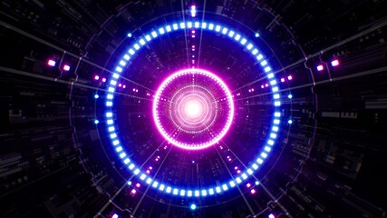 Neon Circle Light Science Fiction Tunnel
