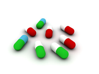 a large medical capsule with a medicinal product .3d rendering of a medicine capsule 