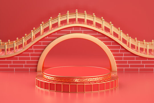 3d rendering chinese style bridge