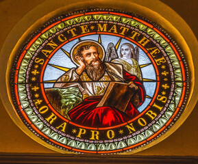 Saint Matthew Stained Glass Cathedral Punta Arenas Chile - obrazy, fototapety, plakaty