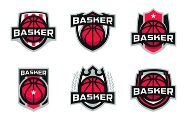 basker basketball logo designs set