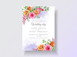 Abstract and floral watercolor wedding invitations
