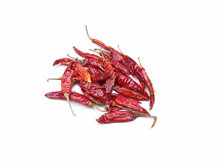 dried red chili peppers isolated on white background