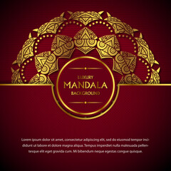 Abstract golden mandala design background for greeting card, invitation and background 