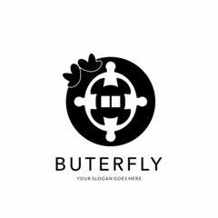 butterfly abstract logo with abstract circle