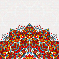 Decorative mandala with colorful ornament for greeting card, banner or poster in oriental style. 