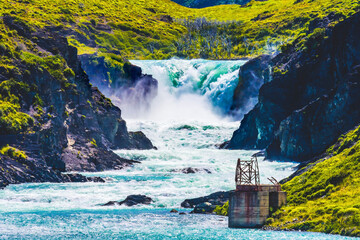 Fototapeta premium Salto Grande Waterfall Pehoe Lake Torres del Paine National Park Chile