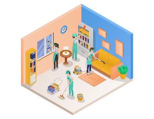 Professional Cleaning Service Isometric Composition