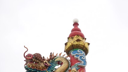 Dragons of Chinese shrines in Thailand. Chinese architecture in Thailand. On August 1, 2021, Ban Na San District, Surat Thani Province, Thailand