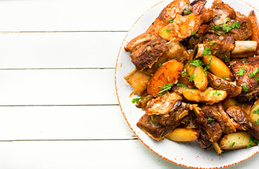 Beef ribs stewed with potatoes,space for text